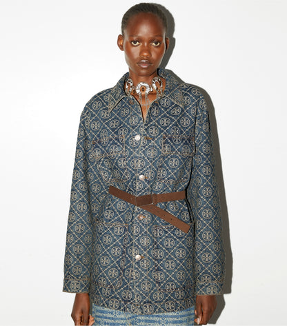 Tory Burch New - Denim Cargo Barn Jacket - T-Monogram Vintage Wash