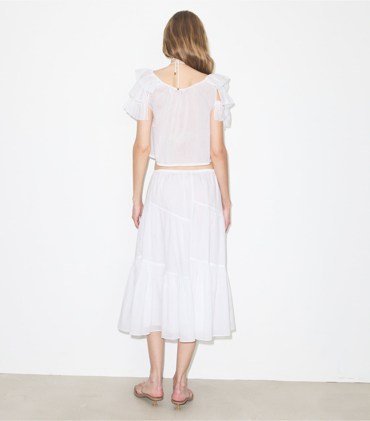 Tory Burch Quality - Ruffle Cotton Top - White