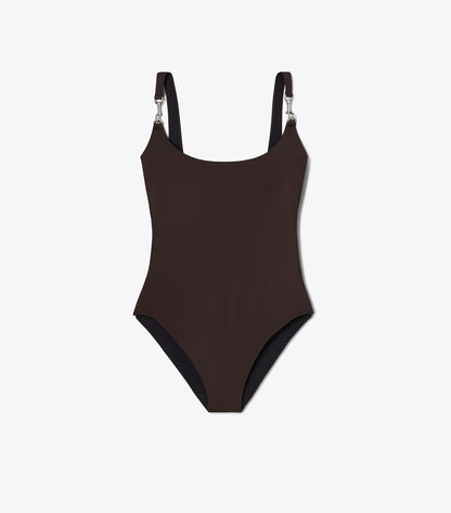 Tory Burch Premium - Clip Tank Swimsuit - Dark Brown