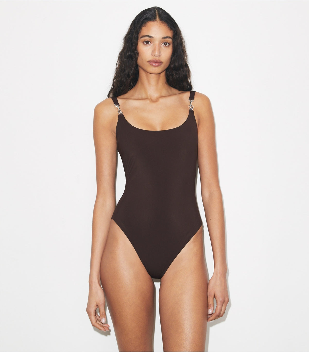 Tory Burch Premium - Clip Tank Swimsuit - Dark Brown