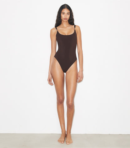 Tory Burch Premium - Clip Tank Swimsuit - Dark Brown