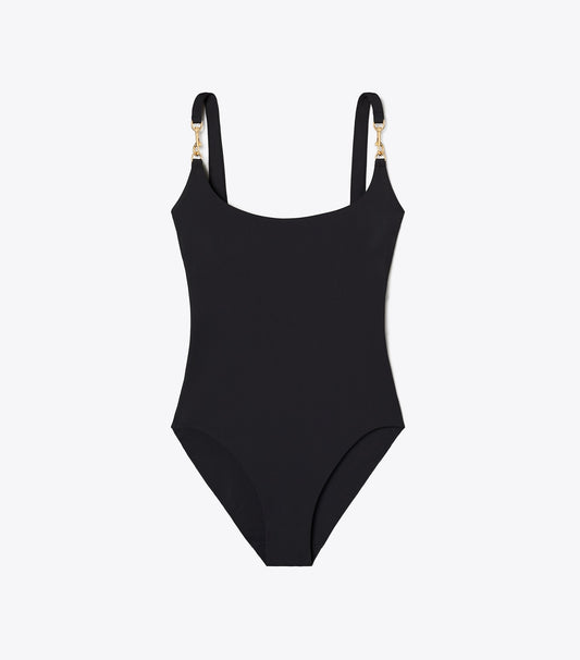 Tory Burch Signature - Clip Swimsuit - Black