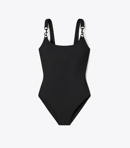 Tory Burch Top Pick - Clip Tank Swimsuit - Black / Black