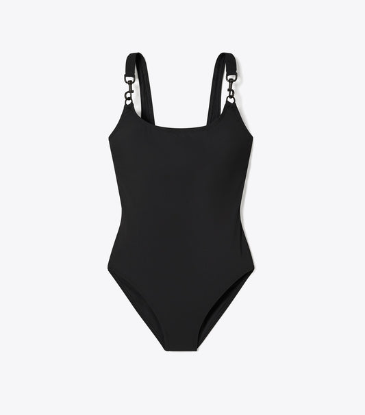 Tory Burch Top Pick - Clip Tank Swimsuit - Black / Black