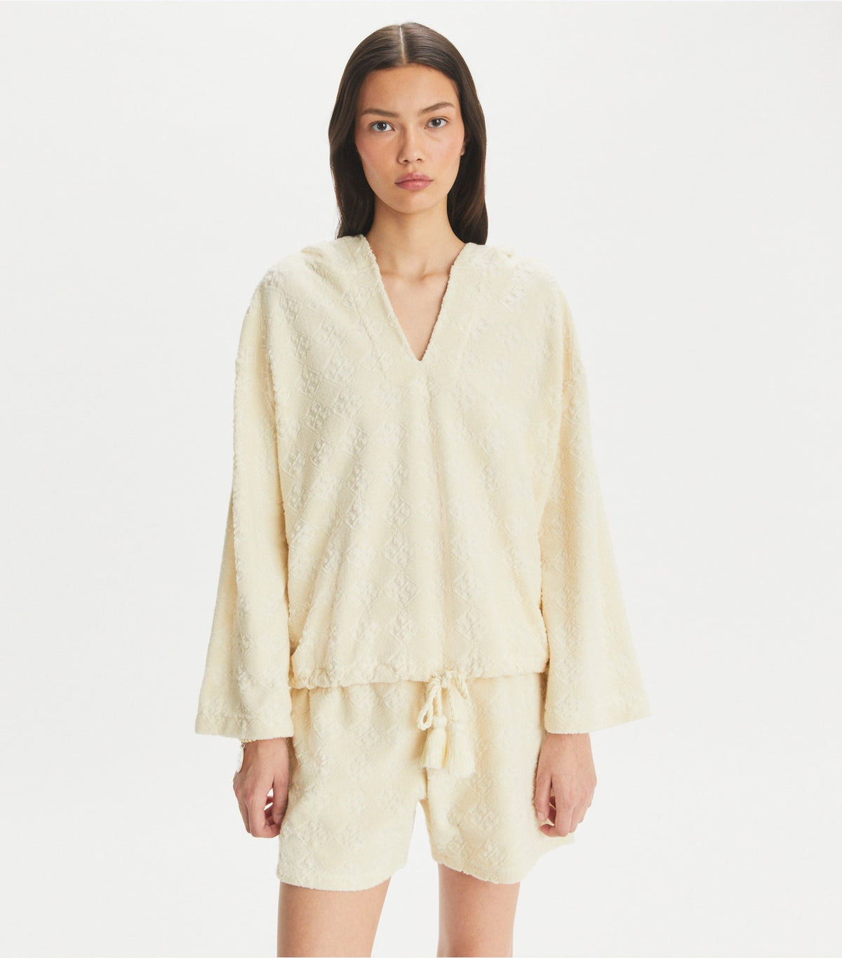 Tory Burch Best Seller - Terry Jacquard Logo Hoodie - New Ivory