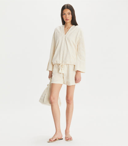 Tory Burch Best Seller - Terry Jacquard Logo Hoodie - New Ivory