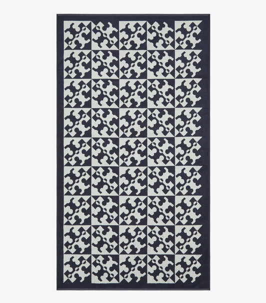 Tory Burch Value - Diagonal T Jacquard Towel - Navy