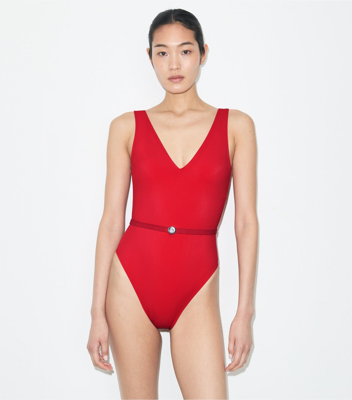 Tory Burch Discount - Belted Swimsuit - Bright Red