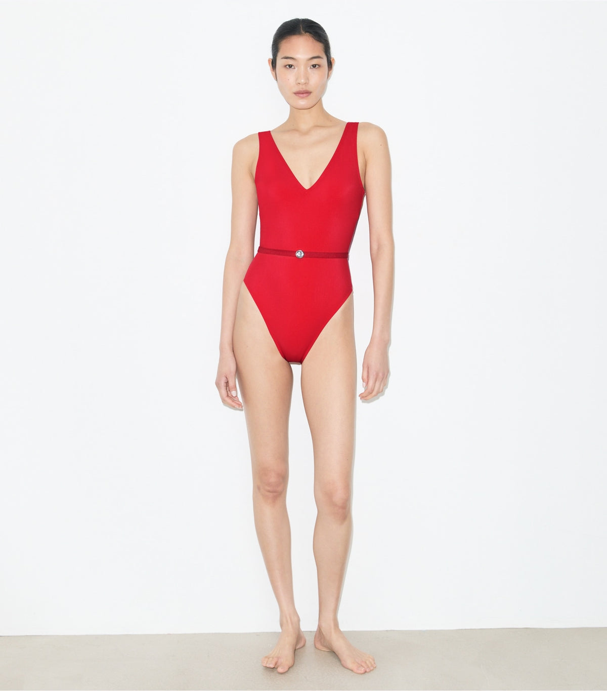 Tory Burch Discount - Belted Swimsuit - Bright Red