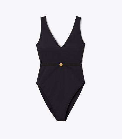 Tory Burch Exclusive - Belted Swimsuit - Black