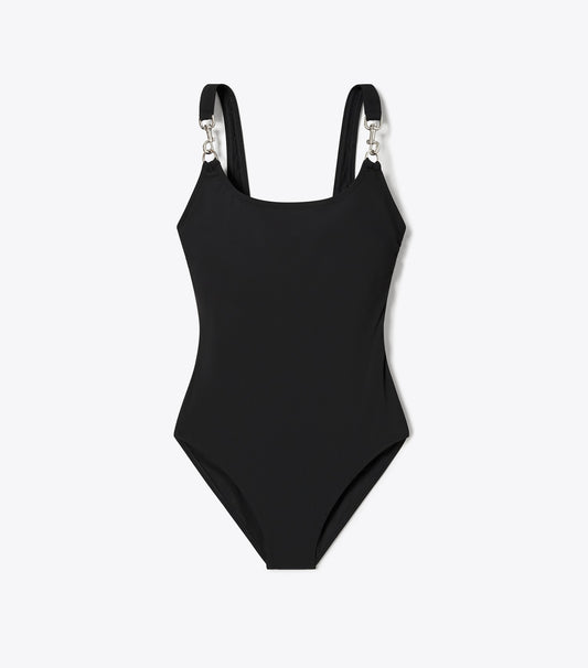 Tory Burch Popular - Clip Tank Swimsuit - Black / Silver
