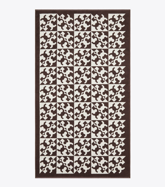 Tory Burch Sale - Diagonal T Jacquard Towel - Brown