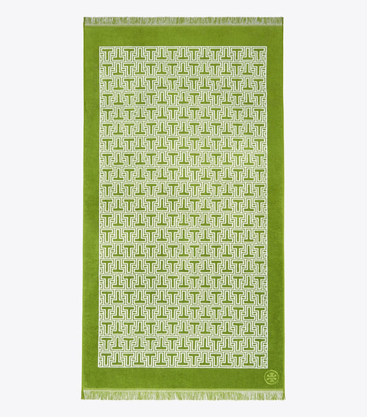 Tory Burch Everyday - T-Tile Beach Towel - Spring Leaf/White