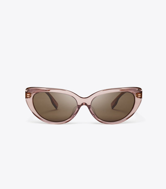 Tory Burch Deals - Miller Cat-Eye Sunglasses - Transparent Light Pink/Dark Brown