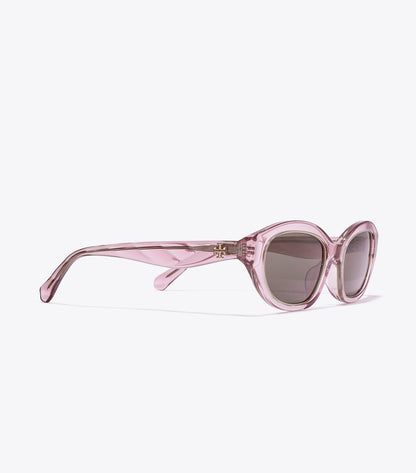 Tory Burch Exclusive - Kira Cat-Eye Sunglasses - Transparent Pink/ Dark Brown