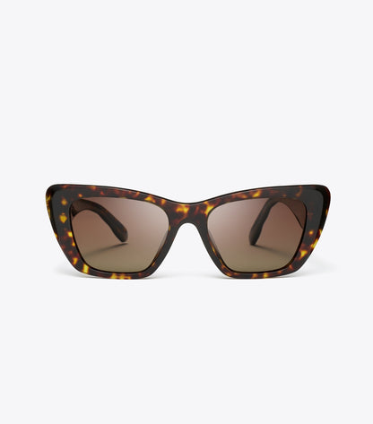 Tory Burch Great Value - Kira Cat-Eye Sunglasses - Dark Tortoise/Brown Polar