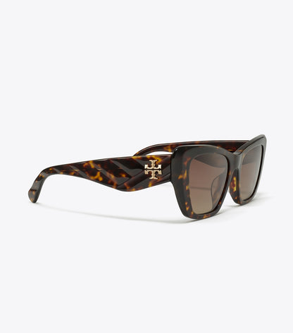 Tory Burch Great Value - Kira Cat-Eye Sunglasses - Dark Tortoise/Brown Polar