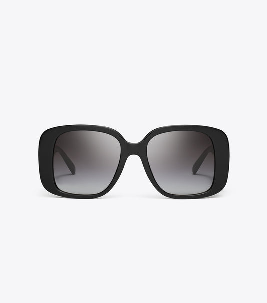 Tory Burch Quality - Pierced Oversized Square Sunglasses - Black/Light Grey Gradient