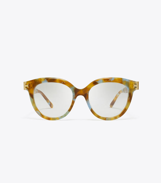 Tory Burch Sale - Eleanor Round Eyeglasses - Blue Honey Tortoise