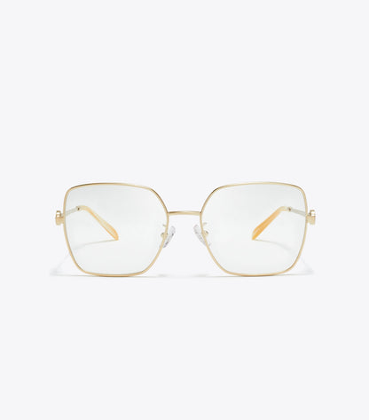 Tory Burch Signature - Miller Metal Square Eyeglasses - Brushed Light Gold