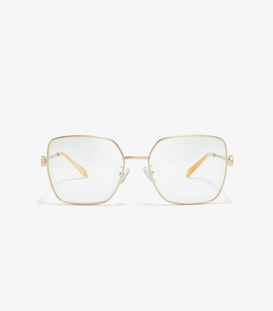 Tory Burch Signature - Miller Metal Square Eyeglasses - Brushed Light Gold