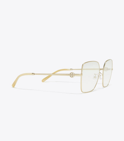 Tory Burch Signature - Miller Metal Square Eyeglasses - Brushed Light Gold