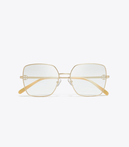 Tory Burch Signature - Miller Metal Square Eyeglasses - Brushed Light Gold