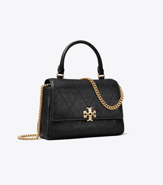 Tory Burch Classic - Mini Charlie Quilted Top-Handle Crossbody - Black