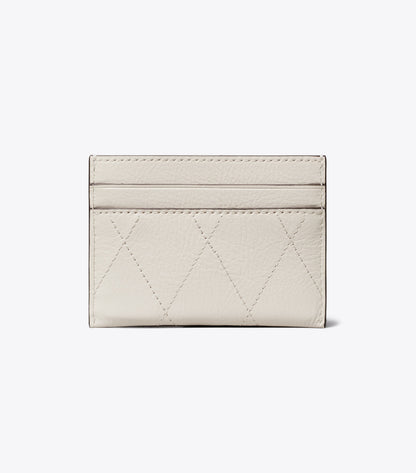 Tory Burch Great Value - Charlie Quilted Card Case - Light Cream