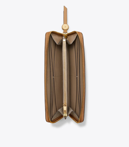 Tory Burch Latest - Leather Zip Continental Wallet - Tiramisu