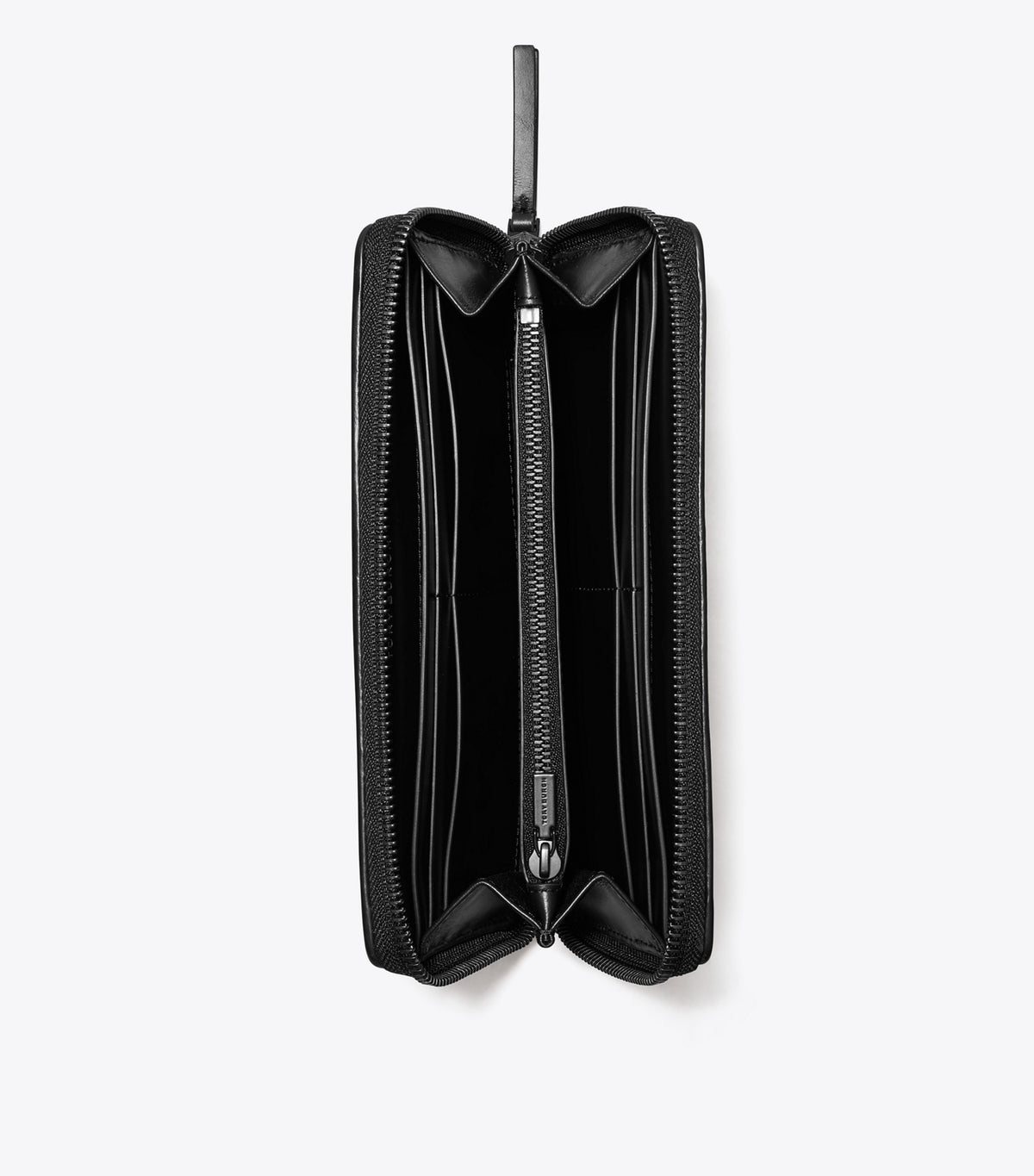 Tory Burch Best Seller - Kira Diamond Quilt Powder Coated Zip Continental Wallet - Black