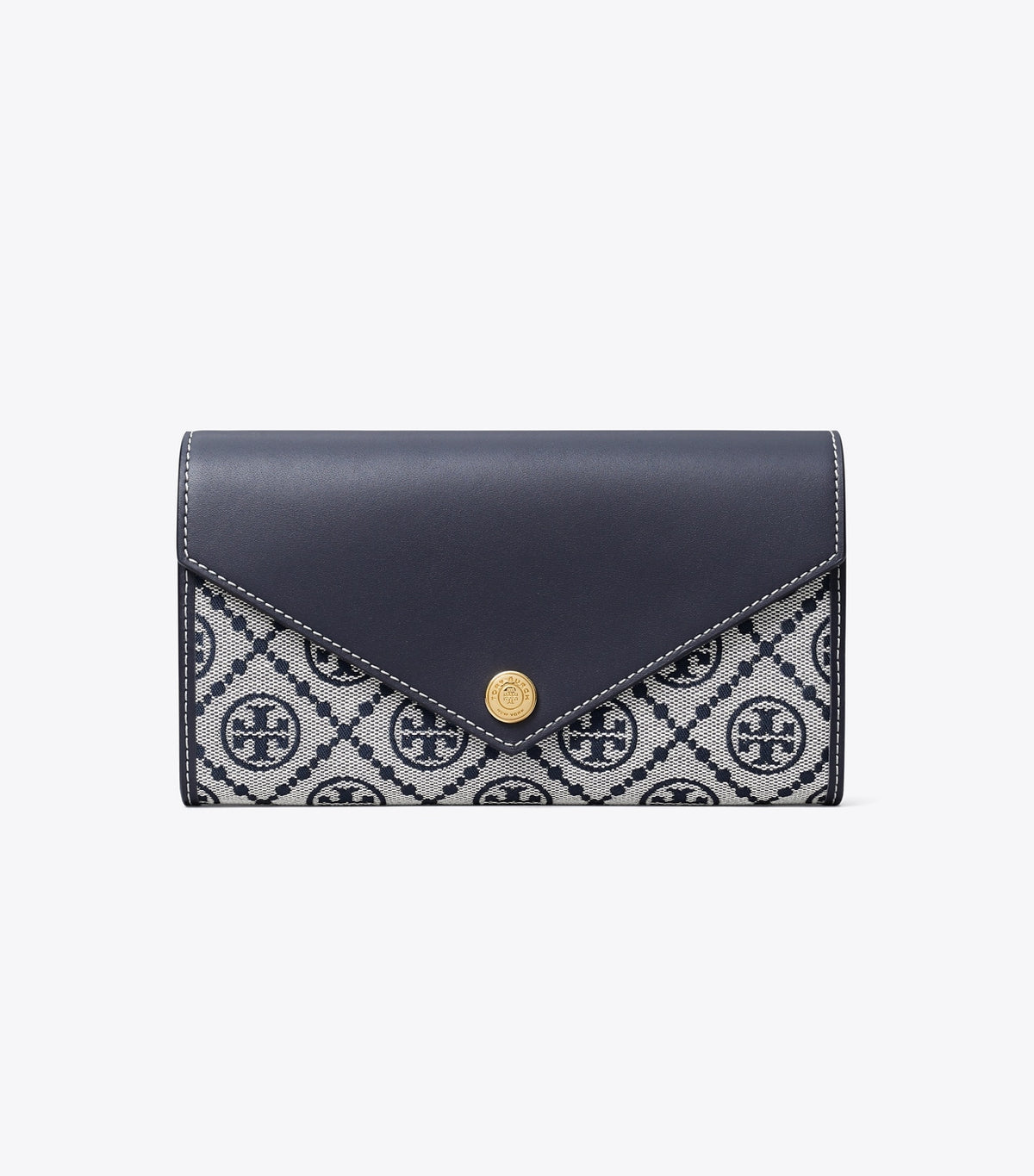 Tory Burch Premium - T Monogram Wide Envelope Wallet - Tory Navy