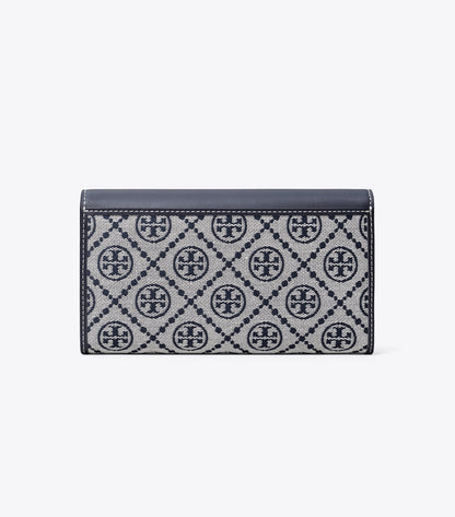 Tory Burch Premium - T Monogram Wide Envelope Wallet - Tory Navy