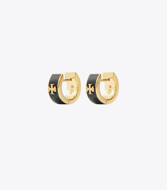 Tory Burch Value - Icon Enamel Huggie Earrings - Tory Gold / Black