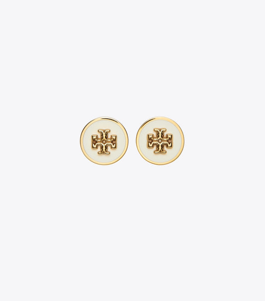Tory Burch Latest - Icon Enamel Circle-Stud Earrings - Tory Gold / New Ivory