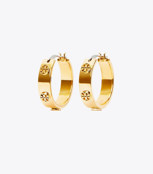 Tory Burch Classic - Small Icon Hoop Earrings - Tory Gold
