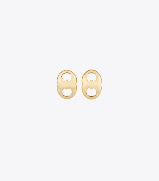 Tory Burch Essential - Gemini Stud Earrings - Light Brass