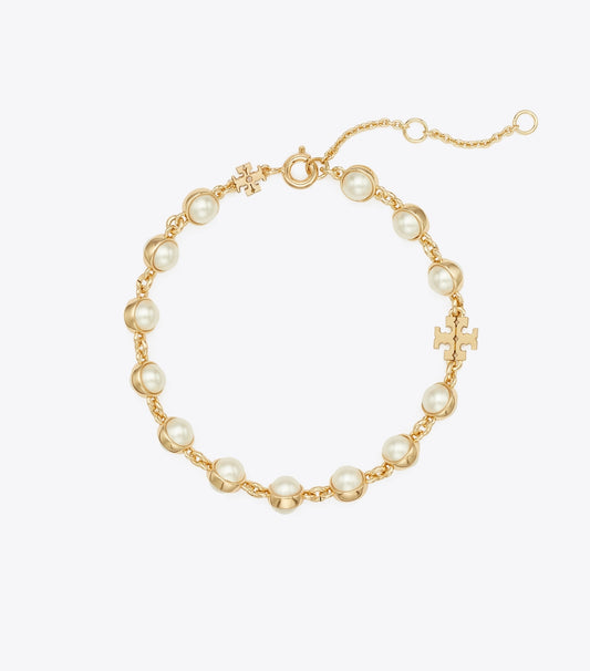Tory Burch New - Moondance Pearl Bracelet - Light Brass / Ivory