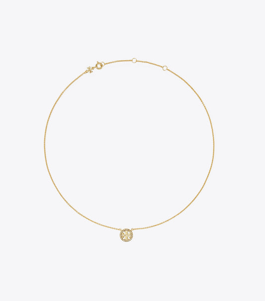 Tory Burch Essential - Icon Pavé Pendant Necklace - Tory Gold/Crystal