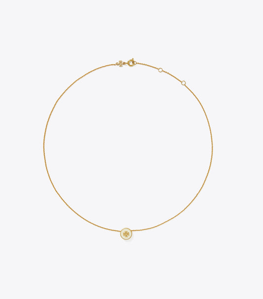 Tory Burch Trending - Icon Enamel Pendant Necklace - Tory Gold / New Ivory