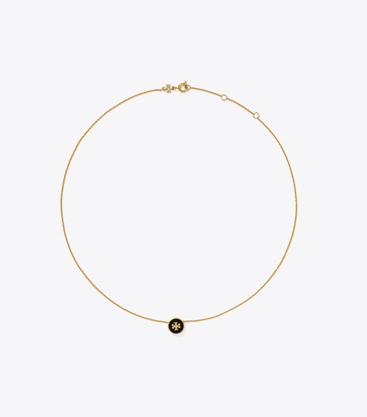 Tory Burch Essential - Icon Enamel Pendant Necklace - Tory Gold / Black