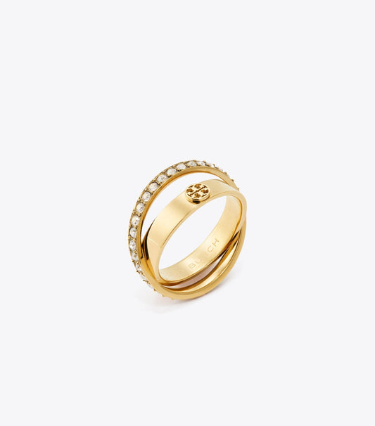 Tory Burch Featured - Icon Pavé Double Ring - Tory Gold / Crystal