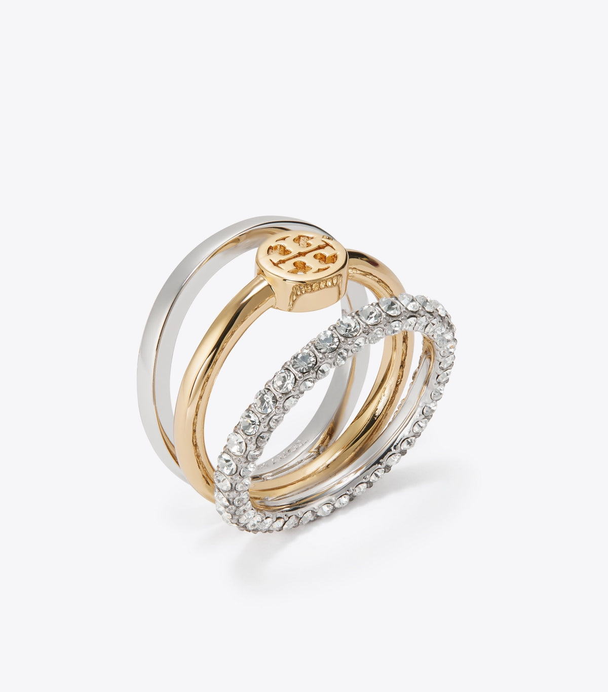 Tory Burch Value - Icon Pavé Stacking Ring - Tory Gold / Tory Silver / Crystal