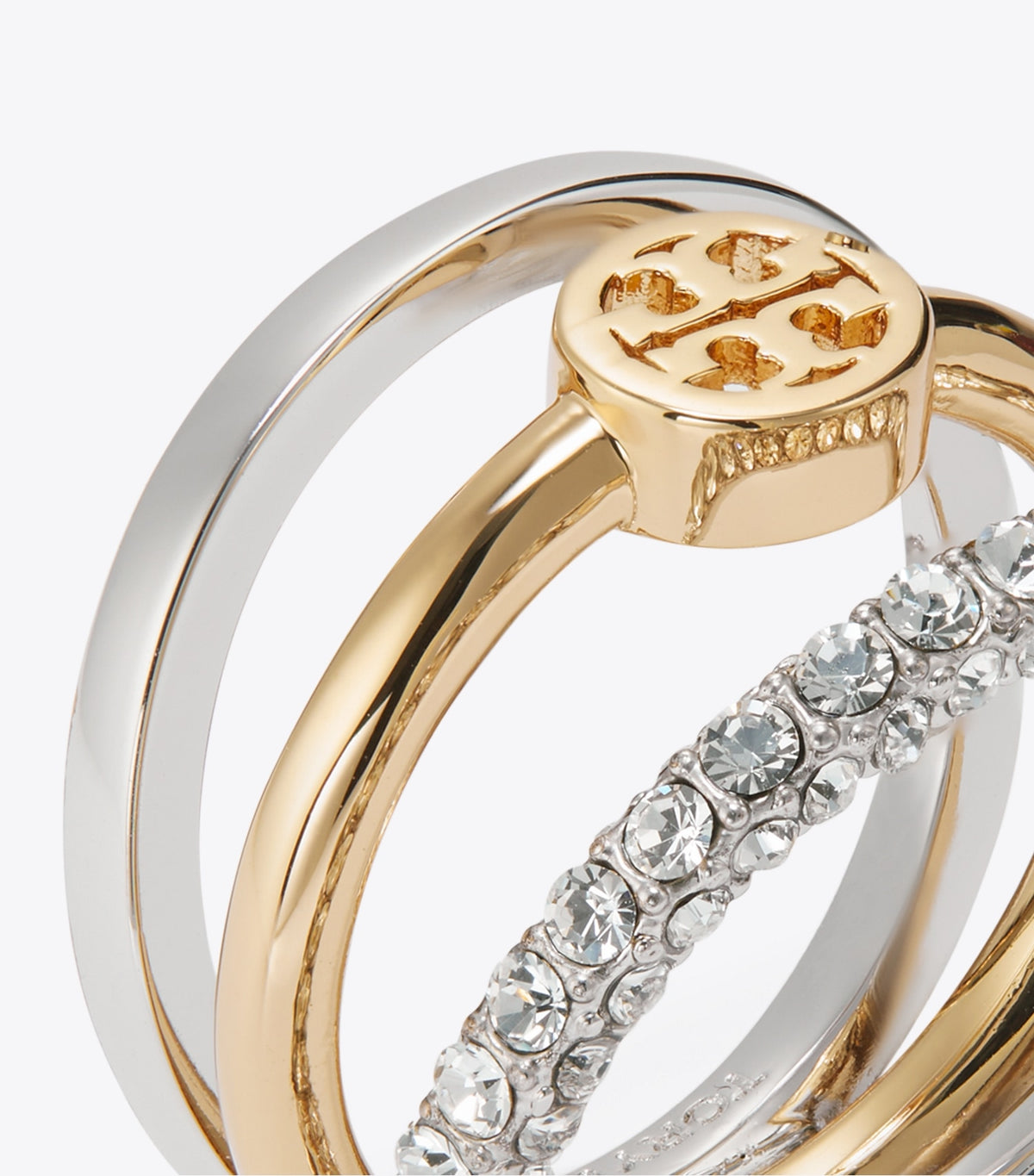 Tory Burch Value - Icon Pavé Stacking Ring - Tory Gold / Tory Silver / Crystal