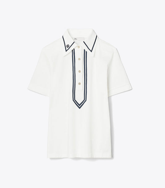 Tory Burch Quality - Mercerized Cotton Retro Polo - Snow White